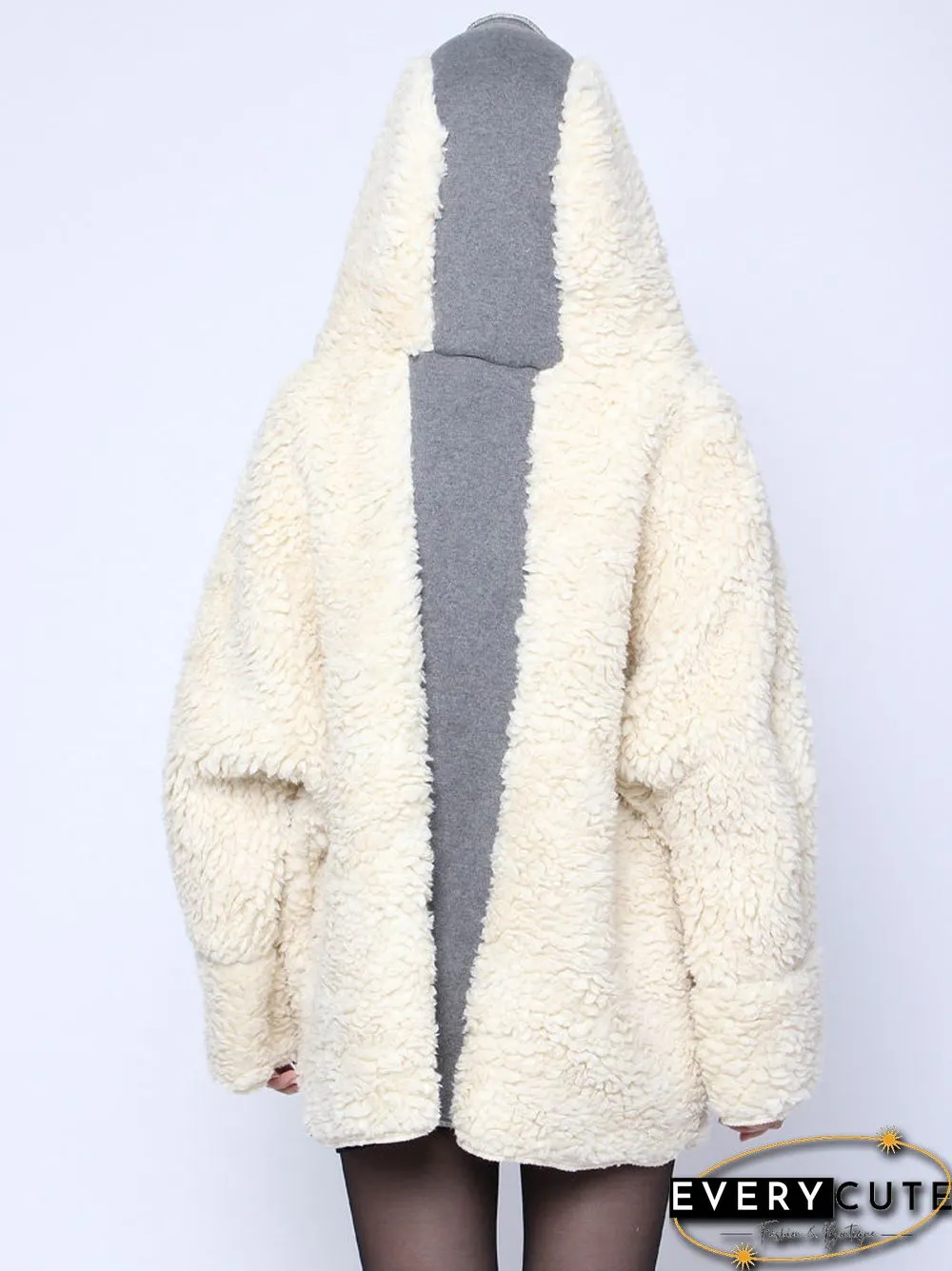 Plus Size Winter Thicken Outerwear Wool Hooded Coat