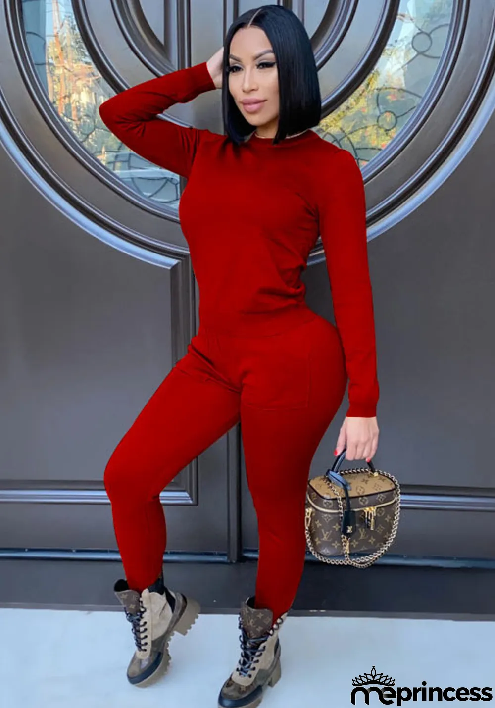 Women's Fall Winter Fashion Casual Sport Pocket Two-Piece Pants Set