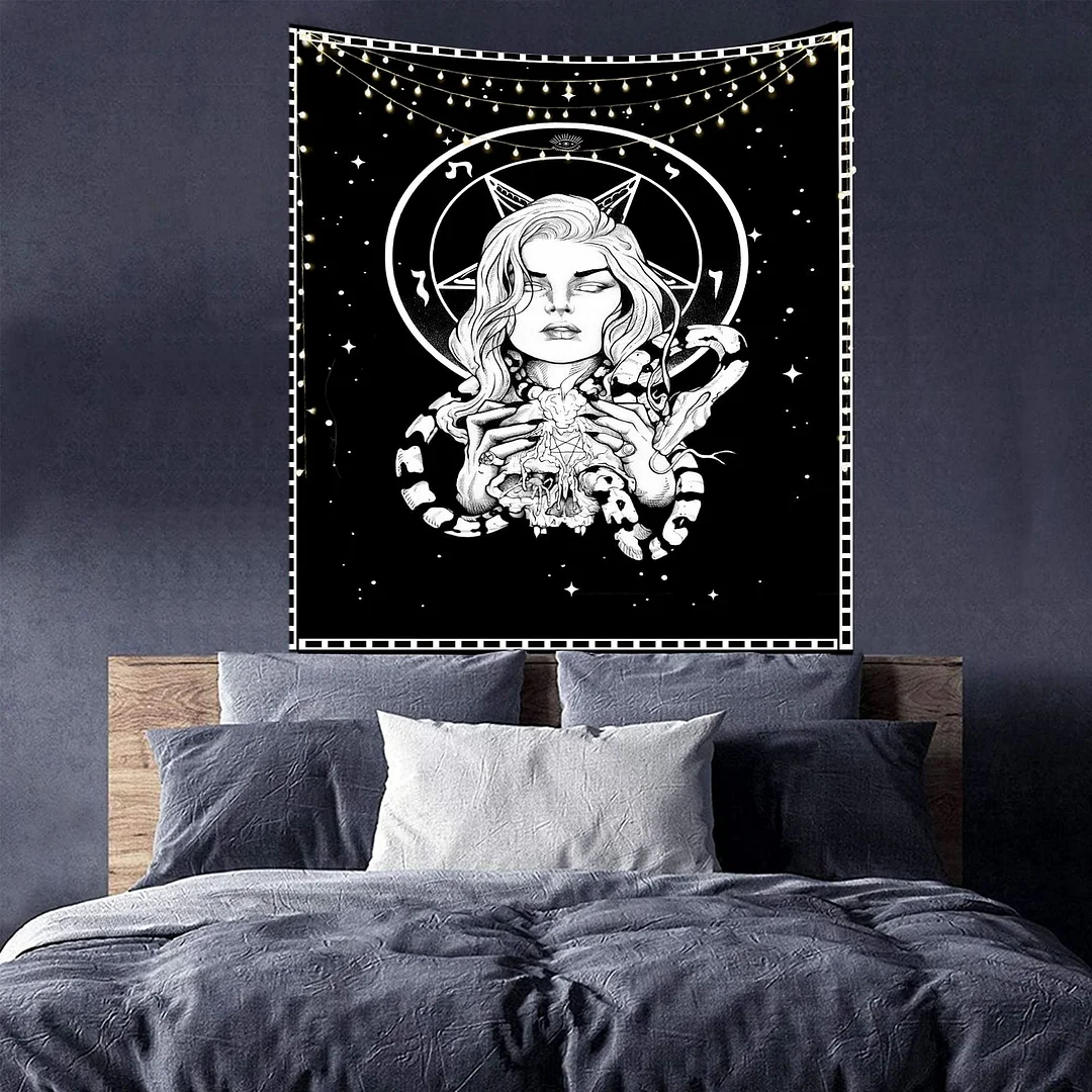 Tarot Tapestry Wall Hanging Astrology Divination Bedspread Beach Matwitchcraft Hippie Mandala White Black Sun Moon Tapestry
