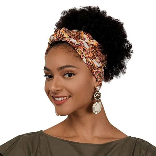 Creative Instant Afro Wig With Printed Headwrap-AW102