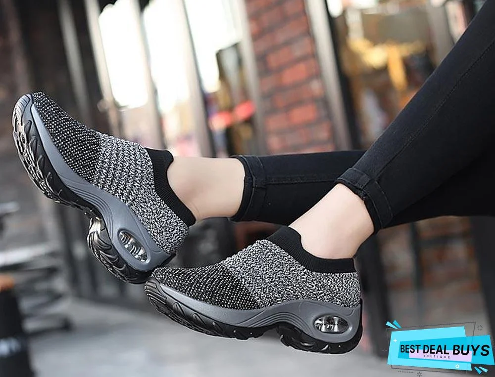 Women Breathable Mesh Slip-On Air Cushion Casual Sneaker Shoes