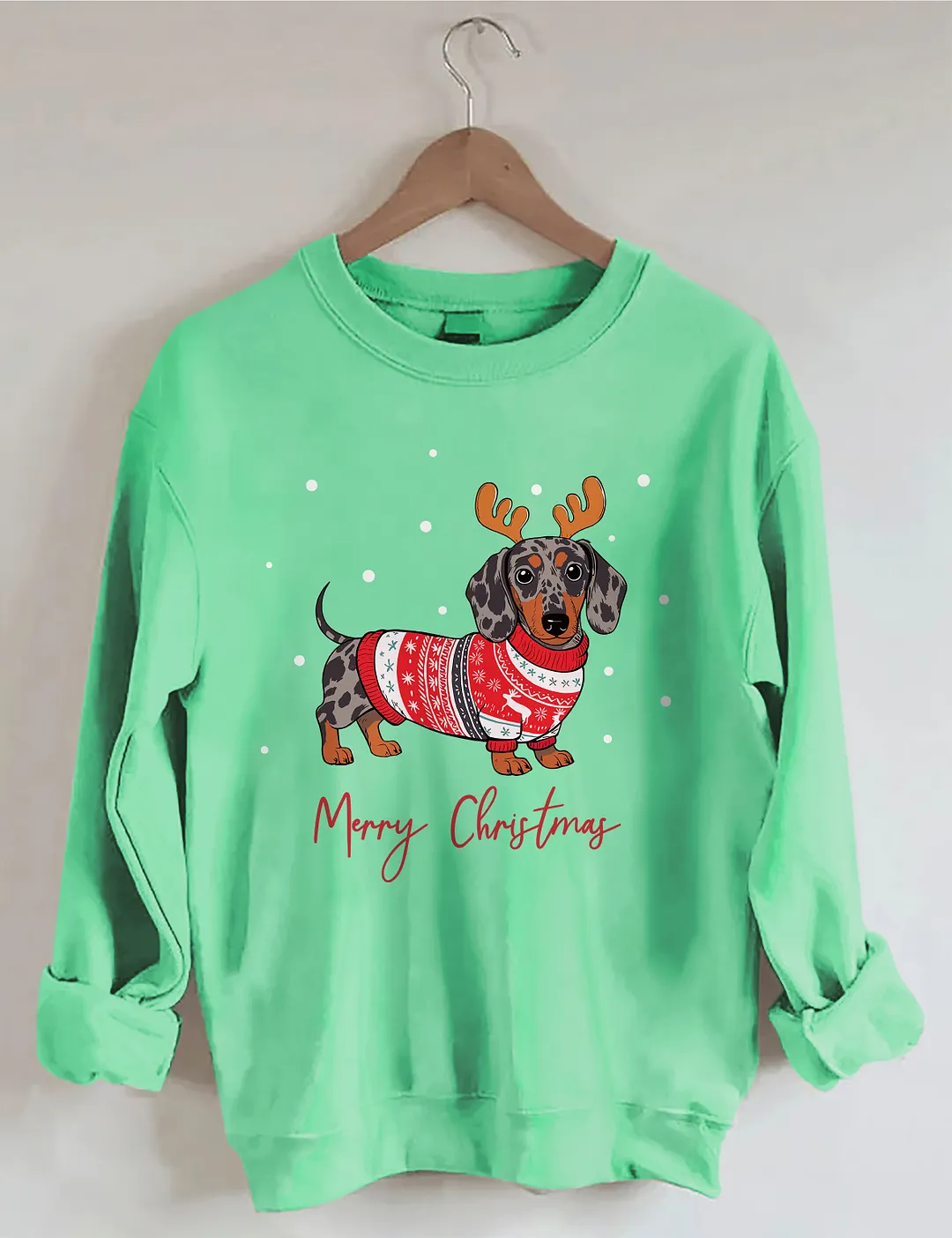 Dapple Dachshund Merry Christmas Holiday Sweatshirt