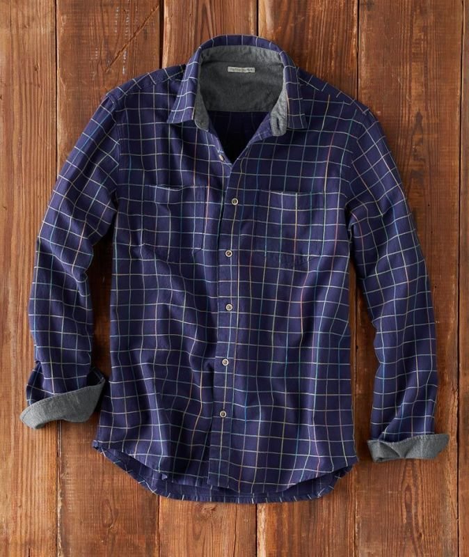 Men's Casual Check Print Long Sleeve Lapel Shirt