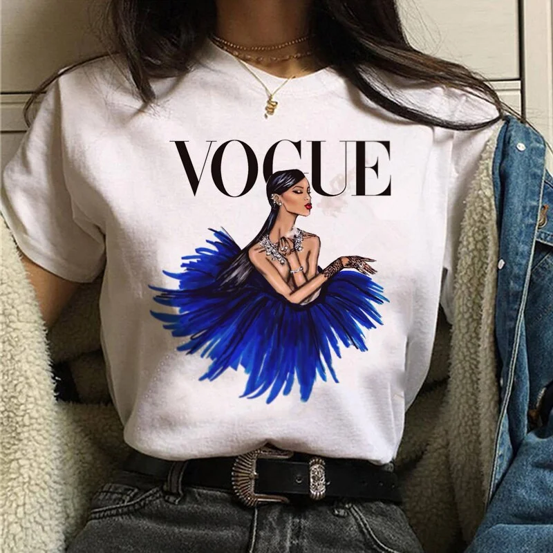 Women Fashion T-Shirt Womens Cute Tshirts Girl Laides Tumblr Streetwear Tee Hipster Clothing Female T Shirt VOGUE Print Tees