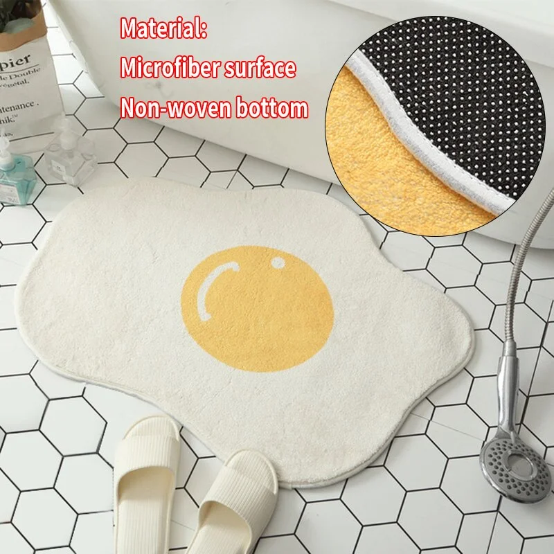 Poached Egg Bathroom Mat Non-Slip Entrance Carpet Kitchen Absorbent Floor Mat Washable Welcome Doormat Kids Room Area Rugs