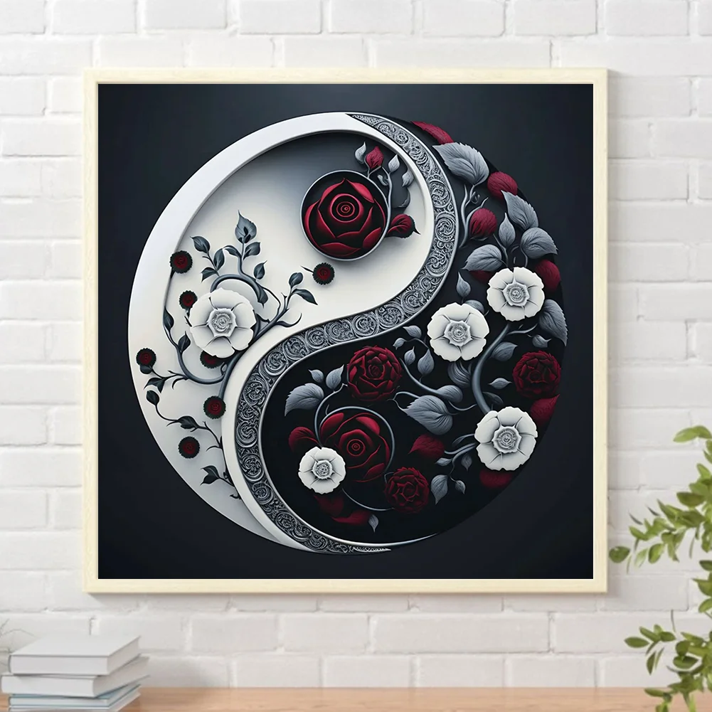 Diamond Painting - Full Round Drill - Yin Yang Flower(30*30cm)