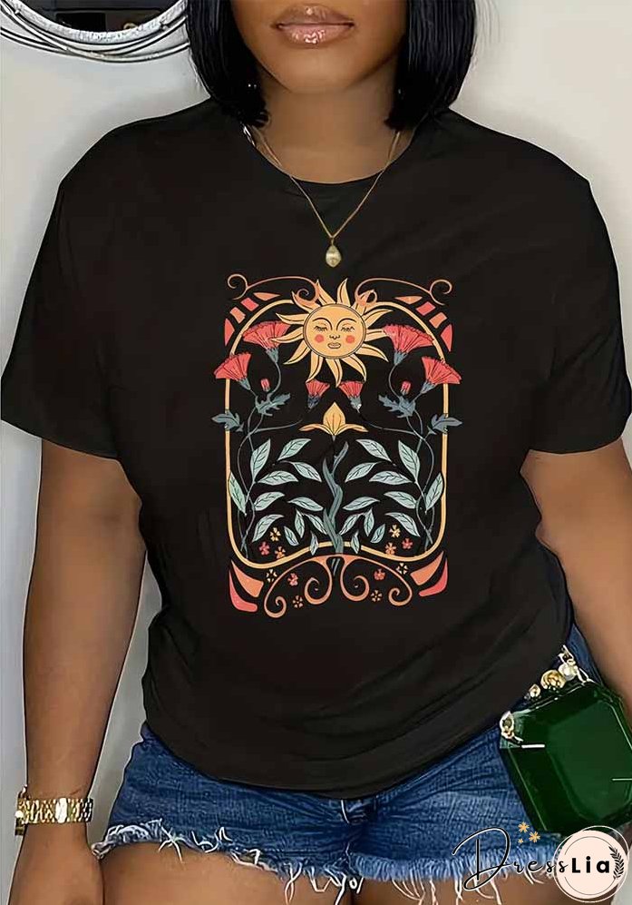 Plus Size Women's Fashion Style Trendy Printed Summer Short Sleeve T-Shirt