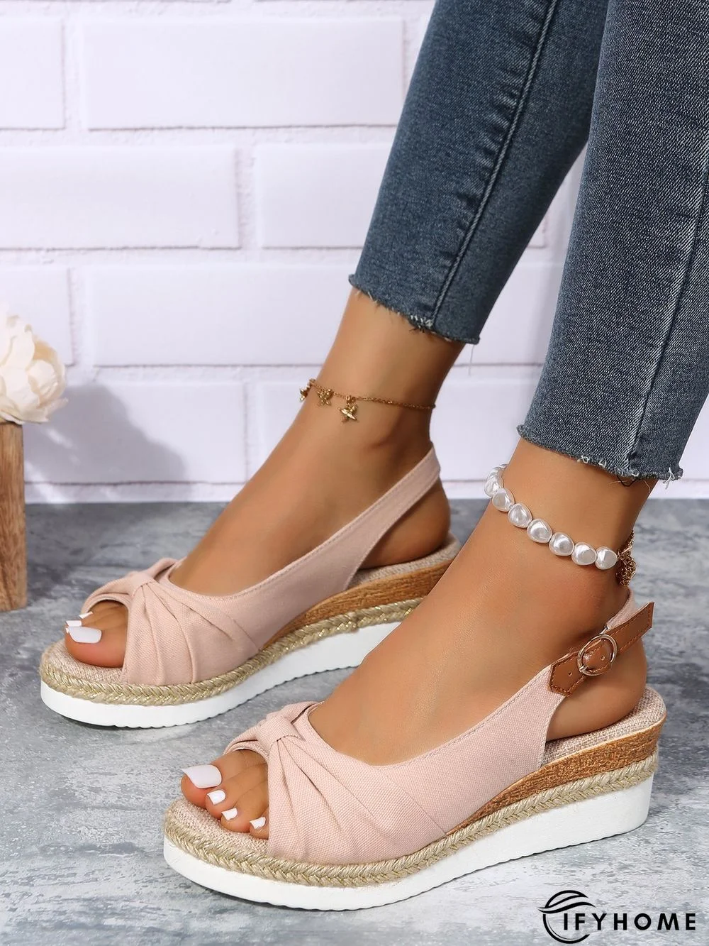 Bow Weave Fish Mouth Wedge Sandals | IFYHOME