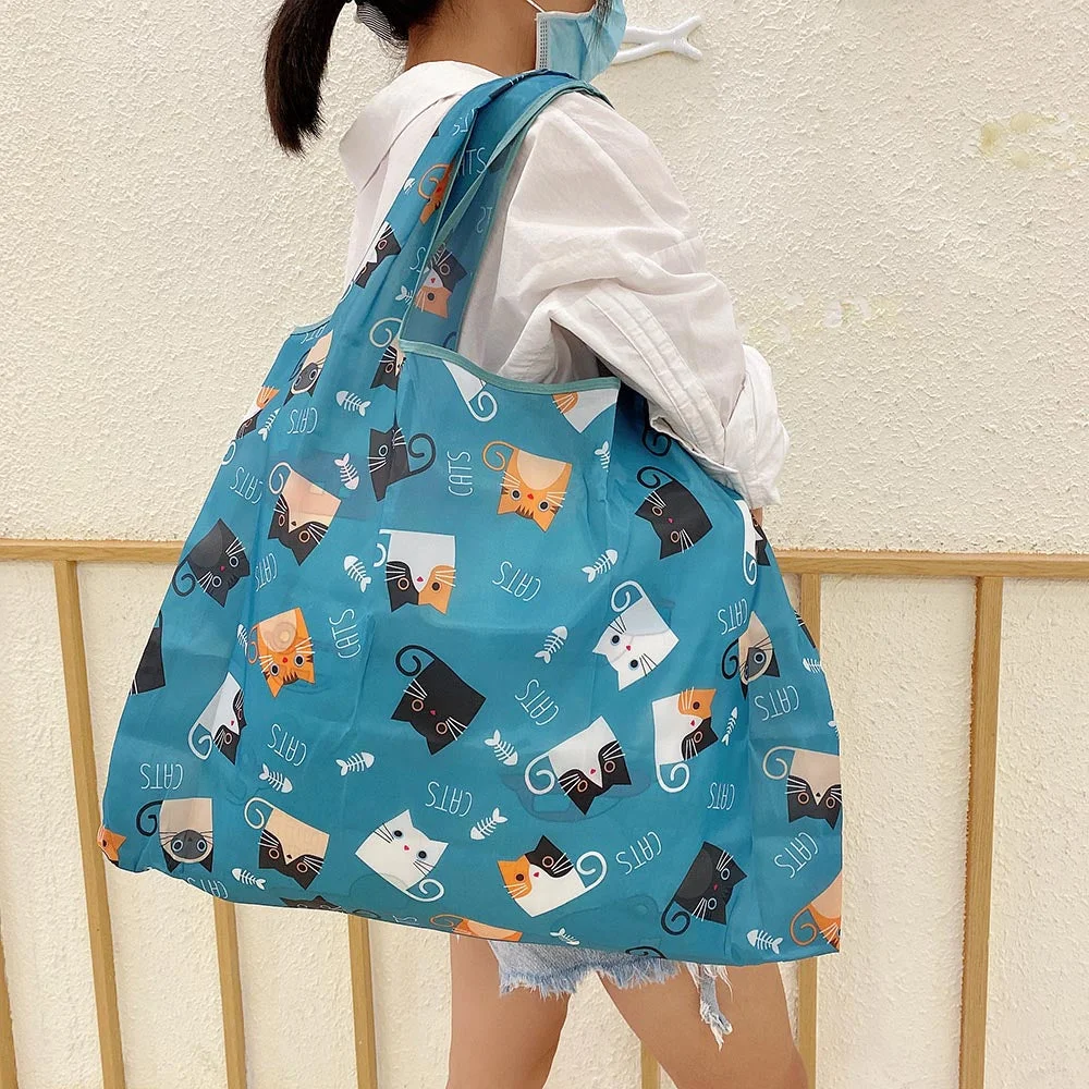 Reusable Shopping Bag Grocery Tote Bag Foldable Women's Shoulder Bag Tote Bag Washable Durable Lightweight Reusable Bag