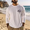Men's Vintage Surf Aloha Print Crew Neck Long Sleeve T-Shirt by Inlyline