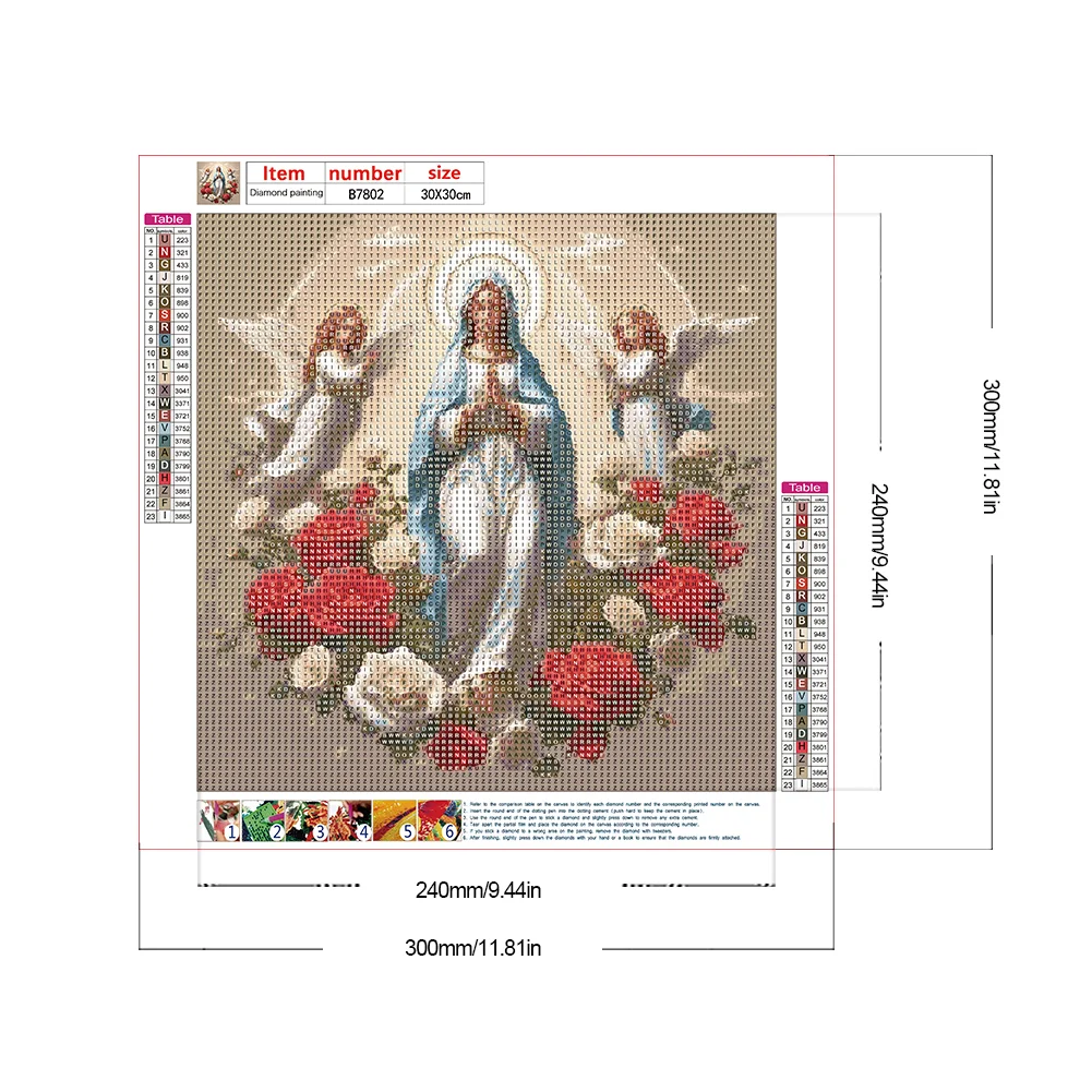 Diamond Painting - Full Round Drill - Virgin Mary(Canvas|30*30cm)