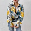 Gioiacombo&trade; Camicia a maniche lunghe stampata ampia da donna primaverile e autunnale
