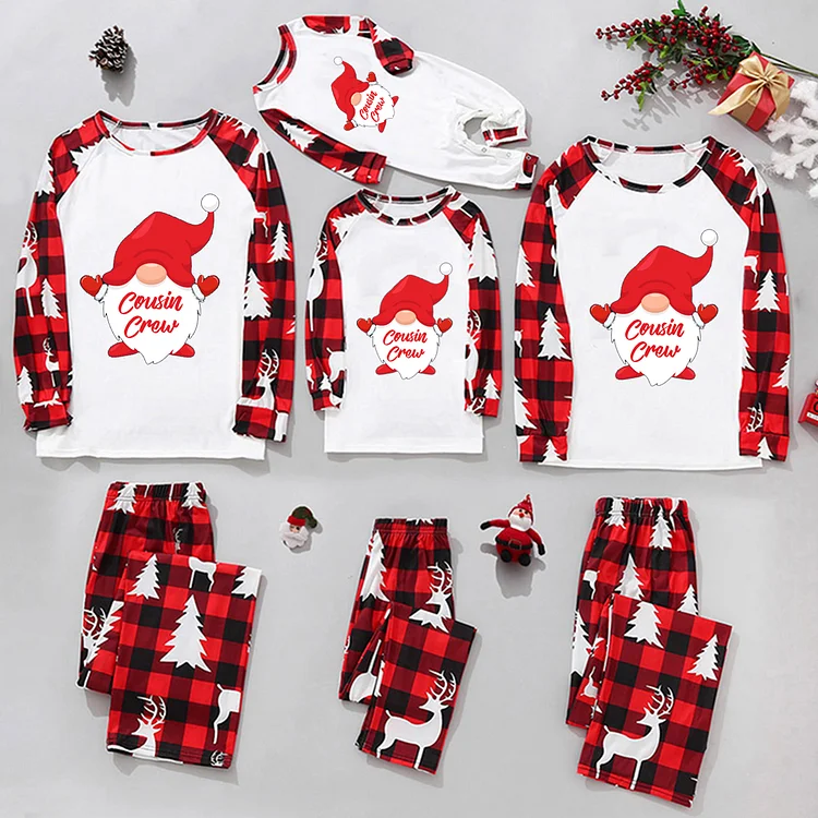Cousin Crew Santa Cartoon Print Christmas Matching Pajamas For Family