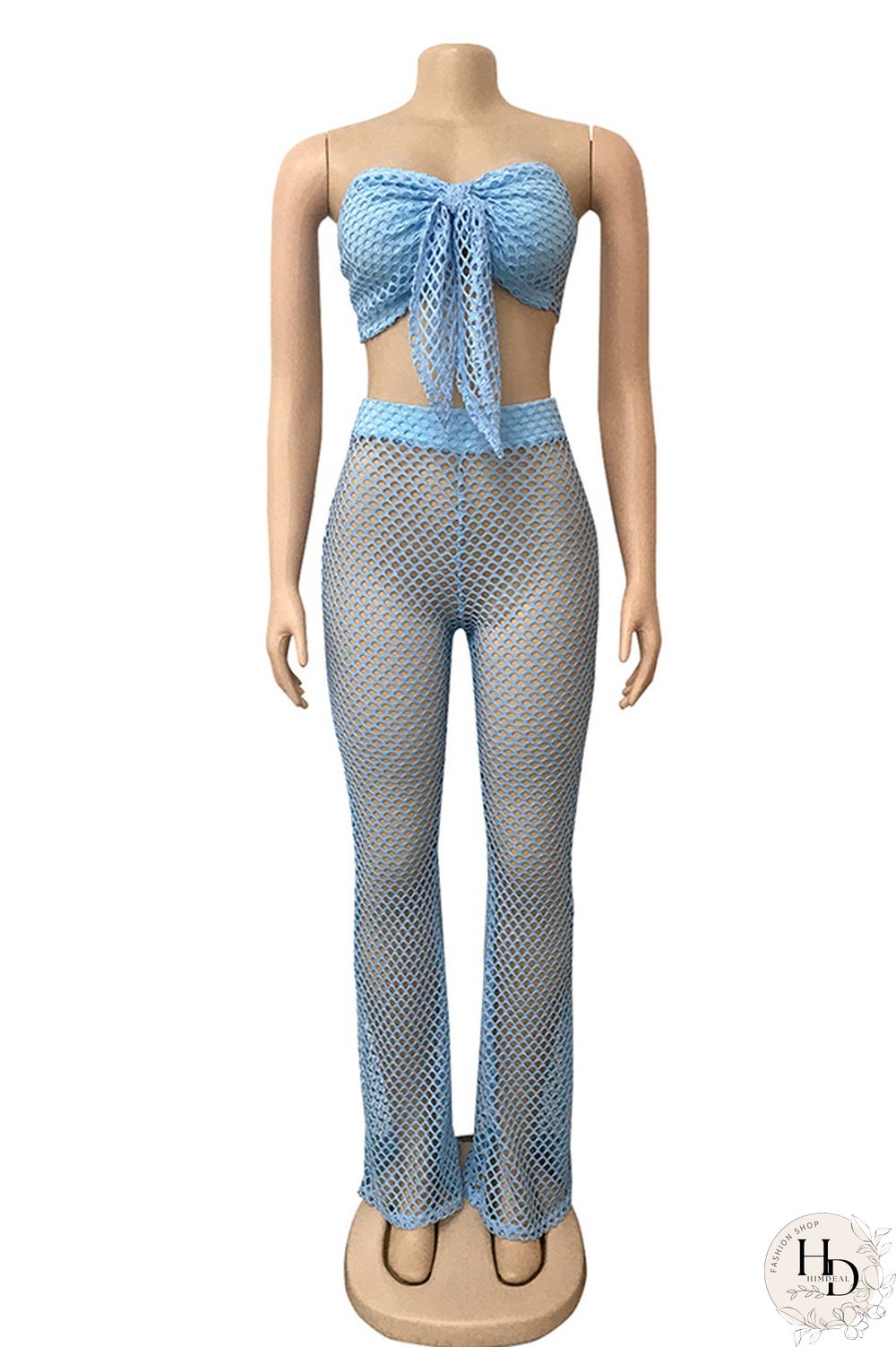 Black Polyester Fashion Sexy Casual Patchwork HOLLOWED OUT Boot Cut Sleeveless Two Pieces