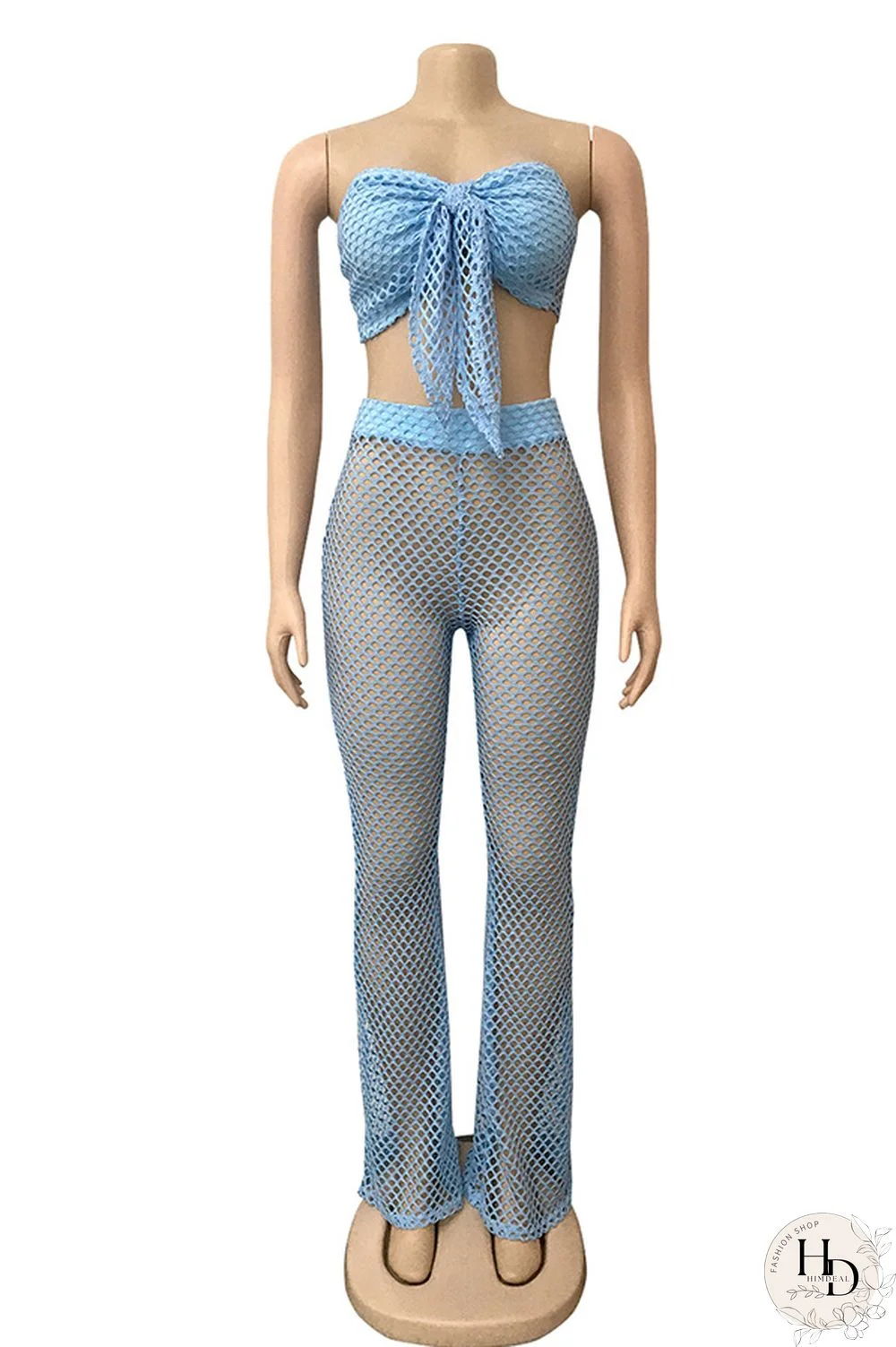 Black Polyester Fashion Sexy Casual Patchwork HOLLOWED OUT Boot Cut Sleeveless Two Pieces