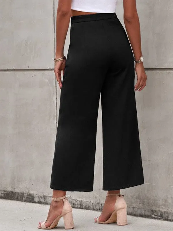 Chic High Waist Wide Leg Trousers In Various Colors - Comfortable, Slim Fit Pants For Women