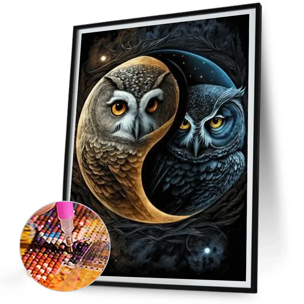 Full Round Diamond Painting 30*40cm - Yin Yang Eagle