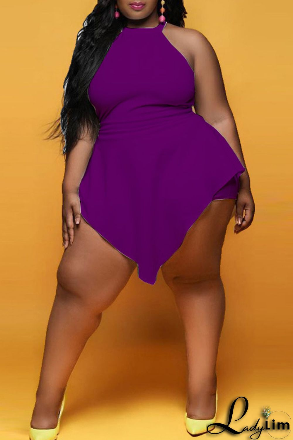 White Fashion Casual Solid Split Joint Asymmetrical O Neck Plus Size Romper