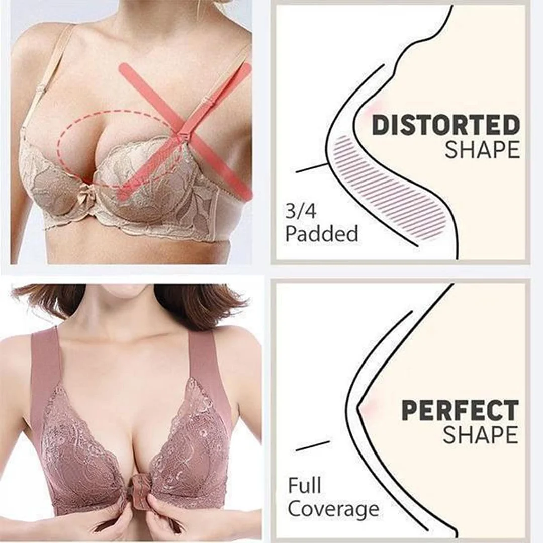 WOOBILLY® FRONT CLOSURE '5D' SHAPING PUSH UP COMFY WIRELESS BEAUTY BACK BRA（BUY 1 GET 2 FREE）(3 PACK)