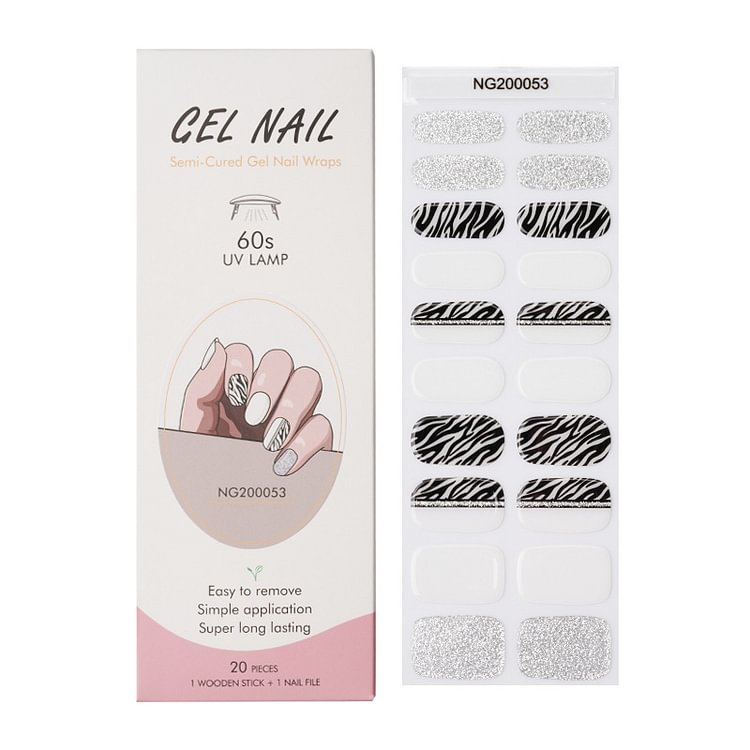 Black/White Line Semi-Cured Gel Nail Wraps