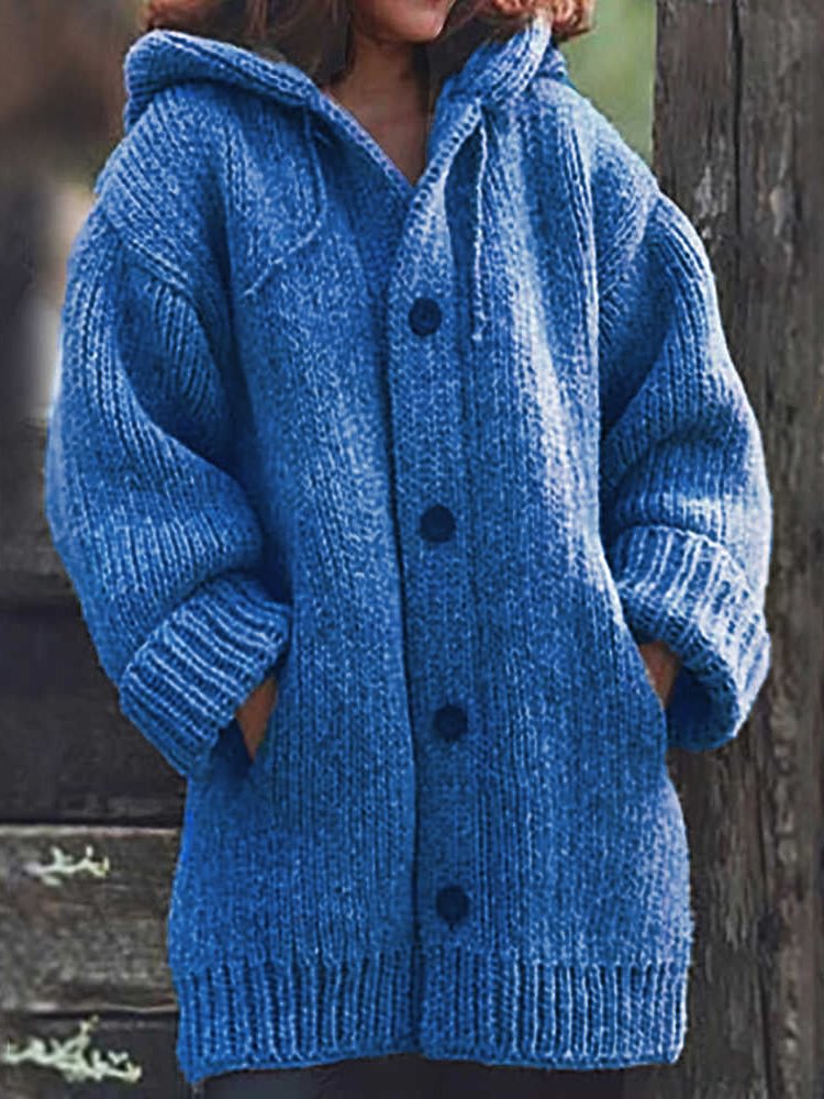 Plus-size women’s medium - length sweater cardigan coat
