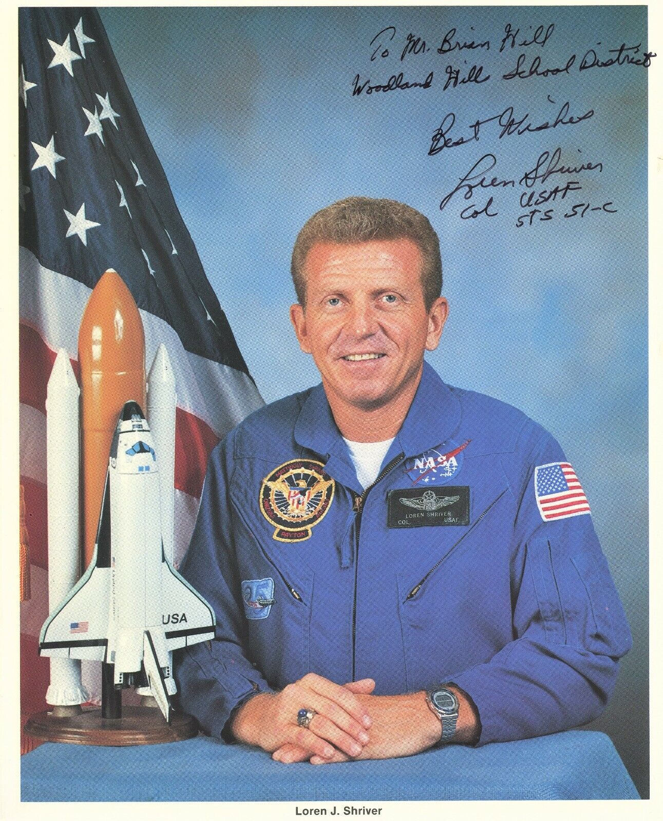 Shuttle Astronaut LOREN J. SHRIVER Signed Photo Poster painting