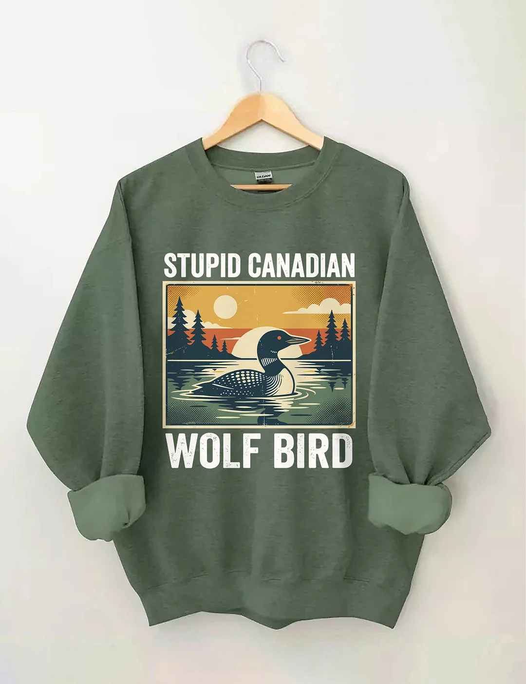 Stupid Canadian Wolf Bird Sweatshirt