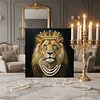 DIY Pearl Painting Crown Lion for Home Wall Decor with Frame(25x25cm)