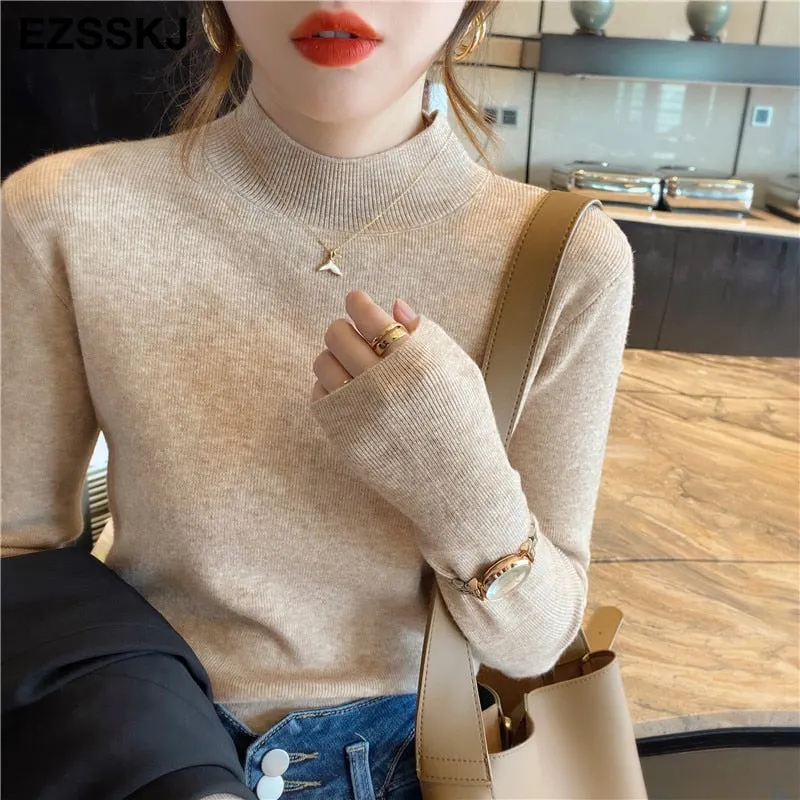 Basic Turtleneck Slim Sweater Pullover Women Autumn winter Casual long Sleeve Sweater For women Female Chic Jumpers top