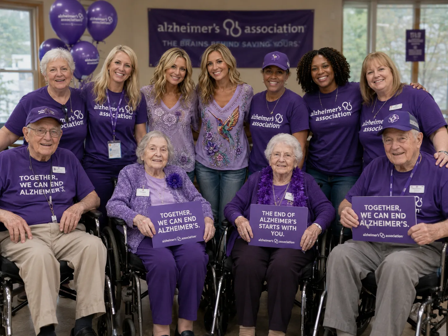 Wendlly staff and Alzheimer's Association representatives gathering at a community charity event