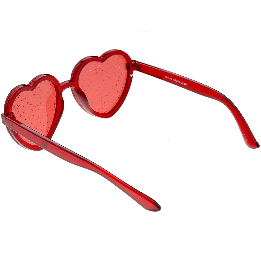 Women's Translucent Rimless Heart glasses Glitter Lens 52mm