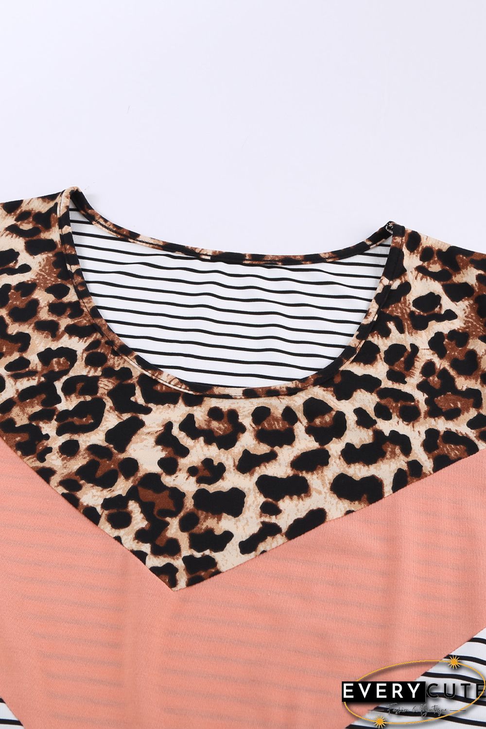 Pink Colorblock Leopard Stripes Patchwork Plus Size Tank