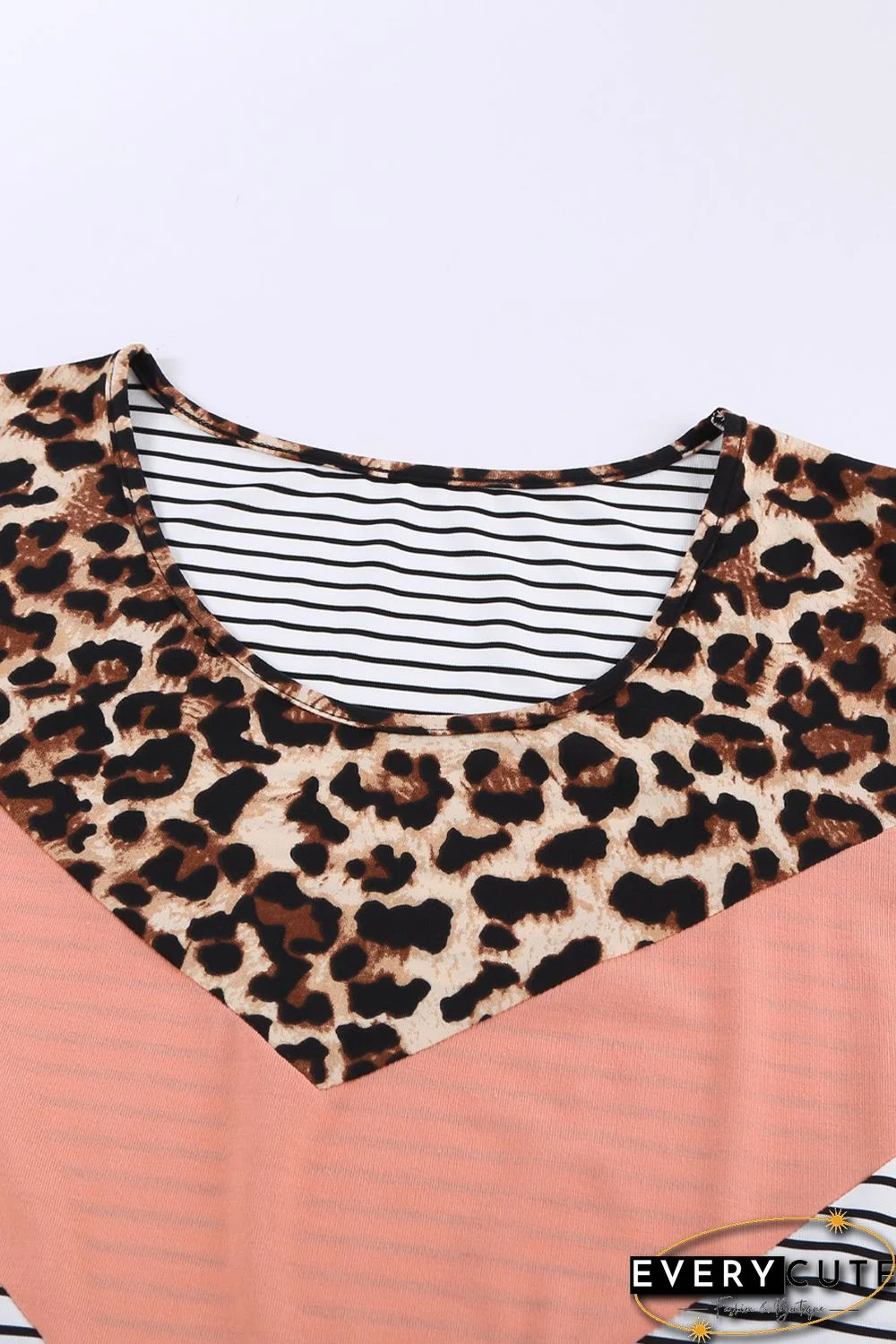 Pink Colorblock Leopard Stripes Patchwork Plus Size Tank