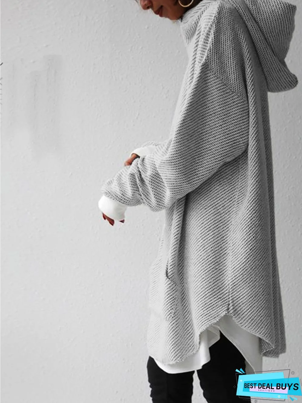 Hoodie Casual Shift Plain Sweatshirt