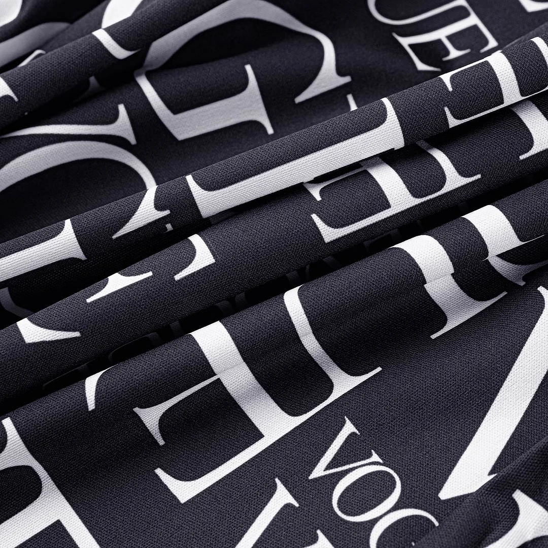 College Print Split Joint Loose High Waist Wide Leg Full Print Bottoms