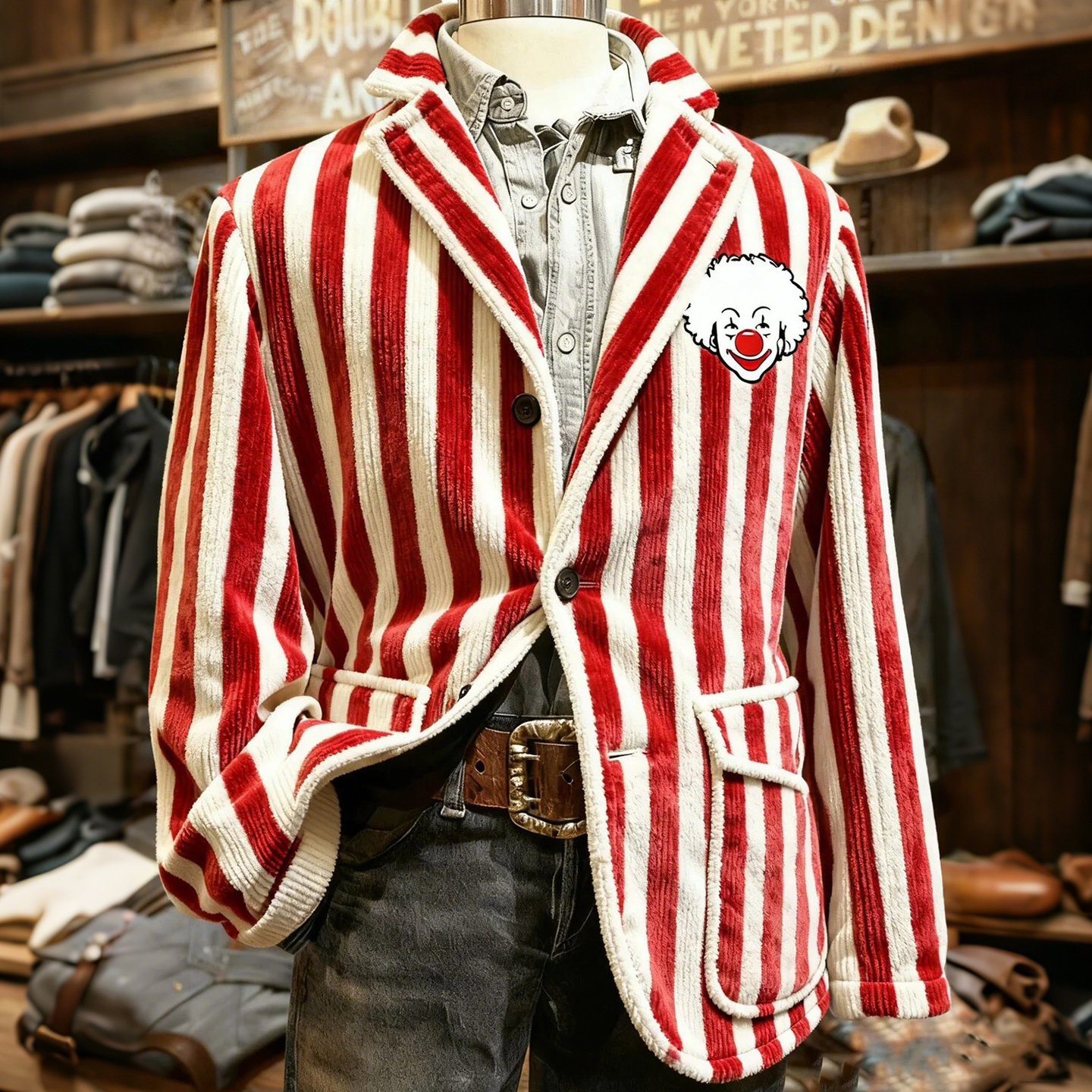 Men's Carnival Clown Stripes Pattern Print Casual Blazer elevenforest