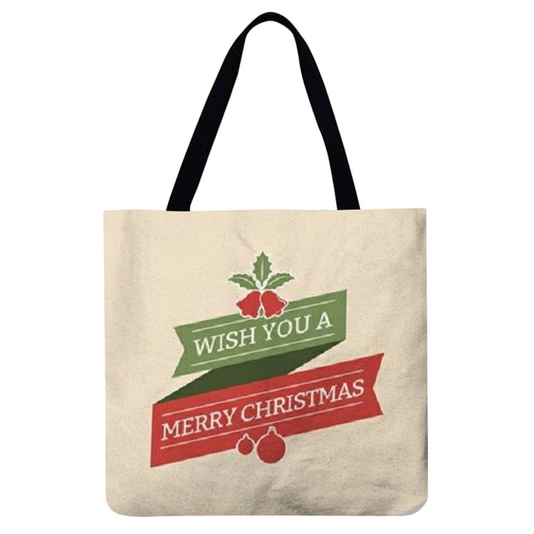 Linen Tote Bag - Merry Christmas Wishes