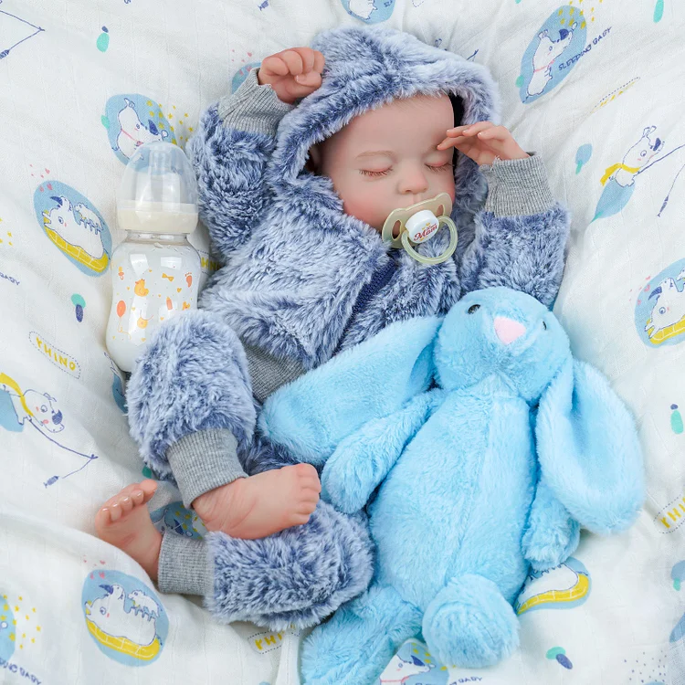 Babeside Noah 20'' Adorable Reborn Baby Doll Sleeping Charming Boy Grey Suit with Accessories Set