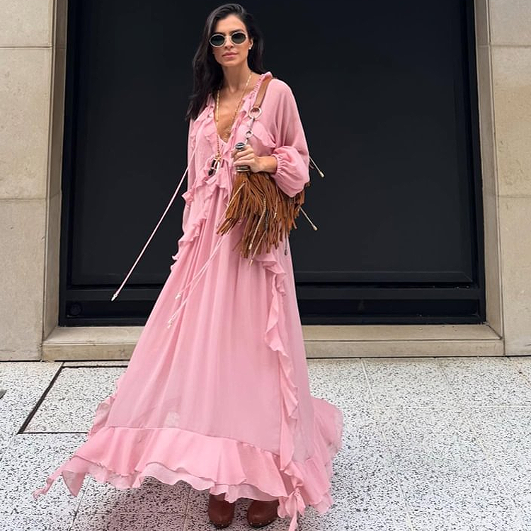 Ruffle Long Sleeve Dress