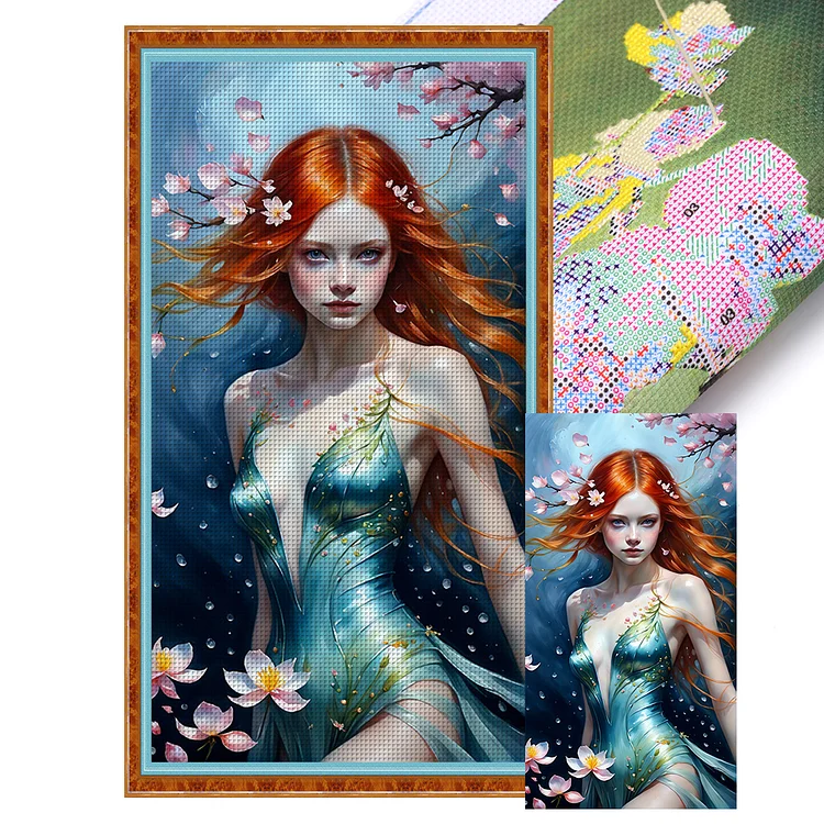 【Huacan】Fantasy Girl And Flowers (40*75cm) 11CT Stamped Cross Stitch gbfke