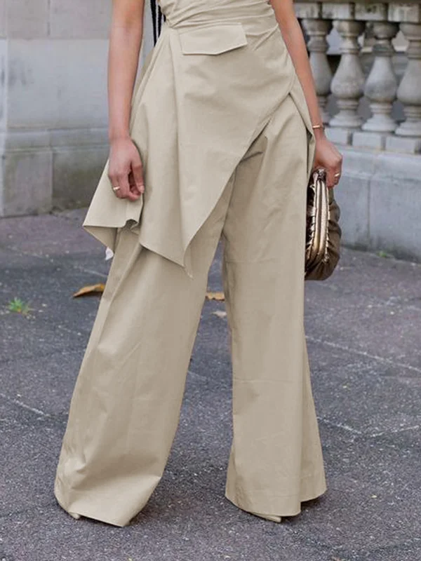 Solid Color Wide Leg Loose Trousers Pants
