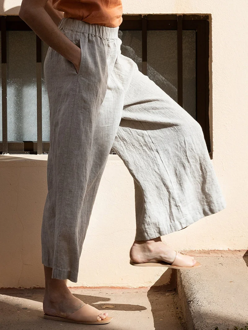 High Waist Loose Solid Color Casual Wide Leg Pants