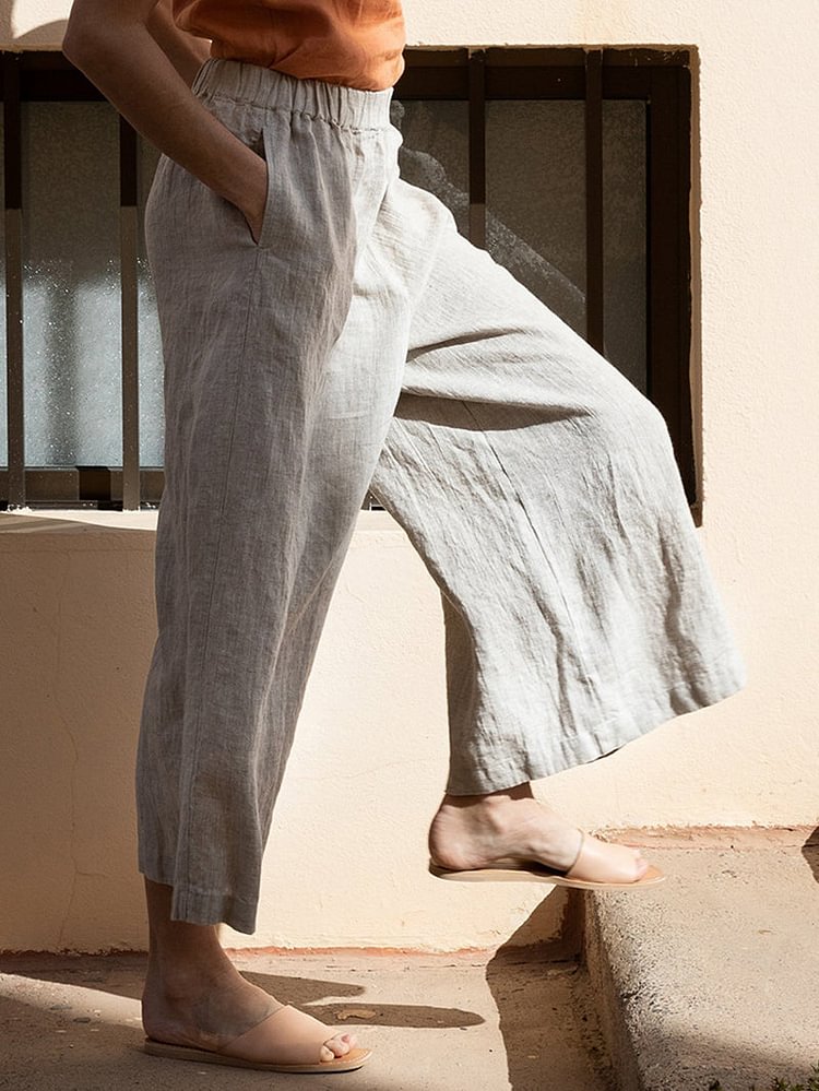 High Waist Loose Solid Color Casual Wide Leg Pants