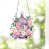 DIY Acrylic Special Shape Diamond Painting Flower Birdcage Ornaments Hanging Kit