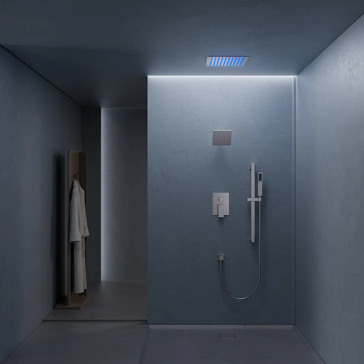 Dual 12-Inch LED Rain and 6-Inch Shower Head System with Slide Bar SFS-1012-NK