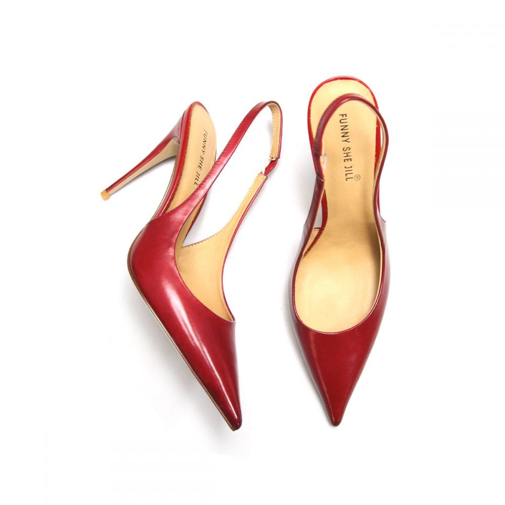 Elastic Band Slingback Heels Stiletto Heel Pumps Pointed Toe Shoes