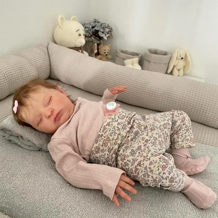  [New] 20" Handmade Lifelike Reborn Brown Hair Baby Girl Named Kuzier - Reborndollsshop®-Reborndollsshop®