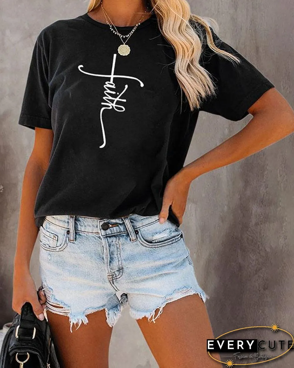Women Print Crew Neck Short Sleeve Shirts