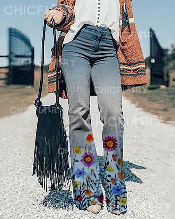 Women's Floral Print Jeans