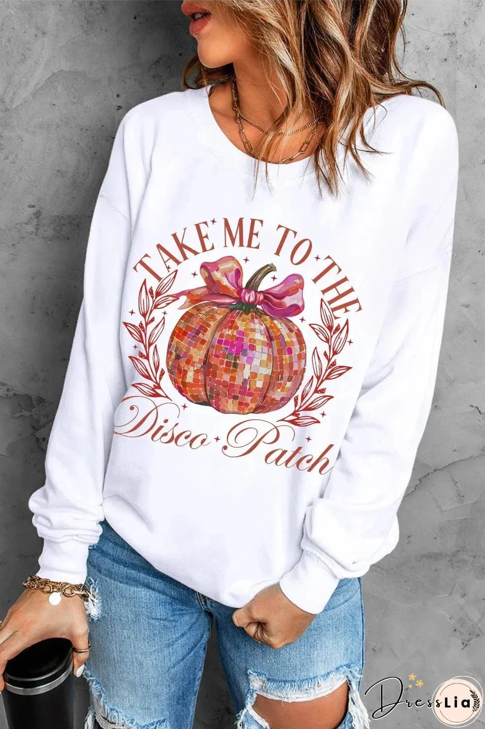 Graphic Round Neck Long Sleeve Sweatshirt